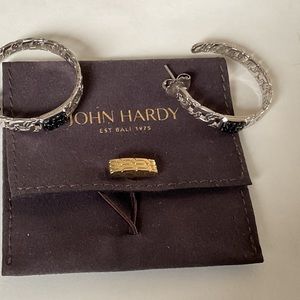 Beautiful authentic John Hardy large spinel and sterling silver hoop earrings.